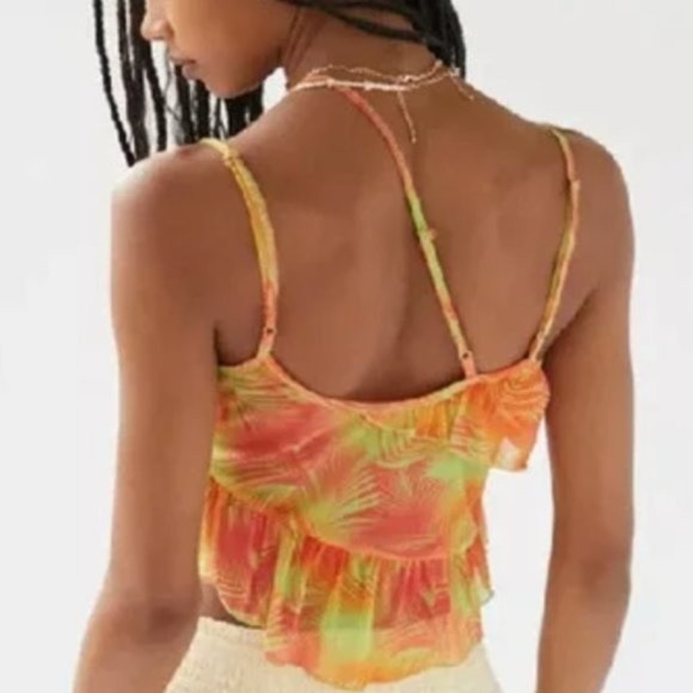 NWT Urban Outfitters - Mesh Tropical Palm Tank Top - Picture 3 of 7